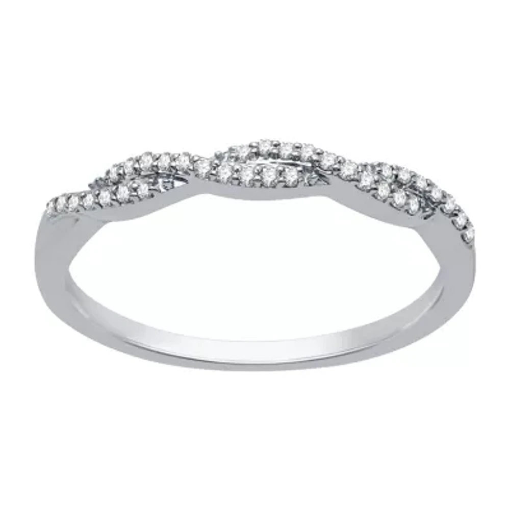 Womens 1/10 CT. T.W. Natural White Diamond Sterling Silver Anniversary Wedding Band