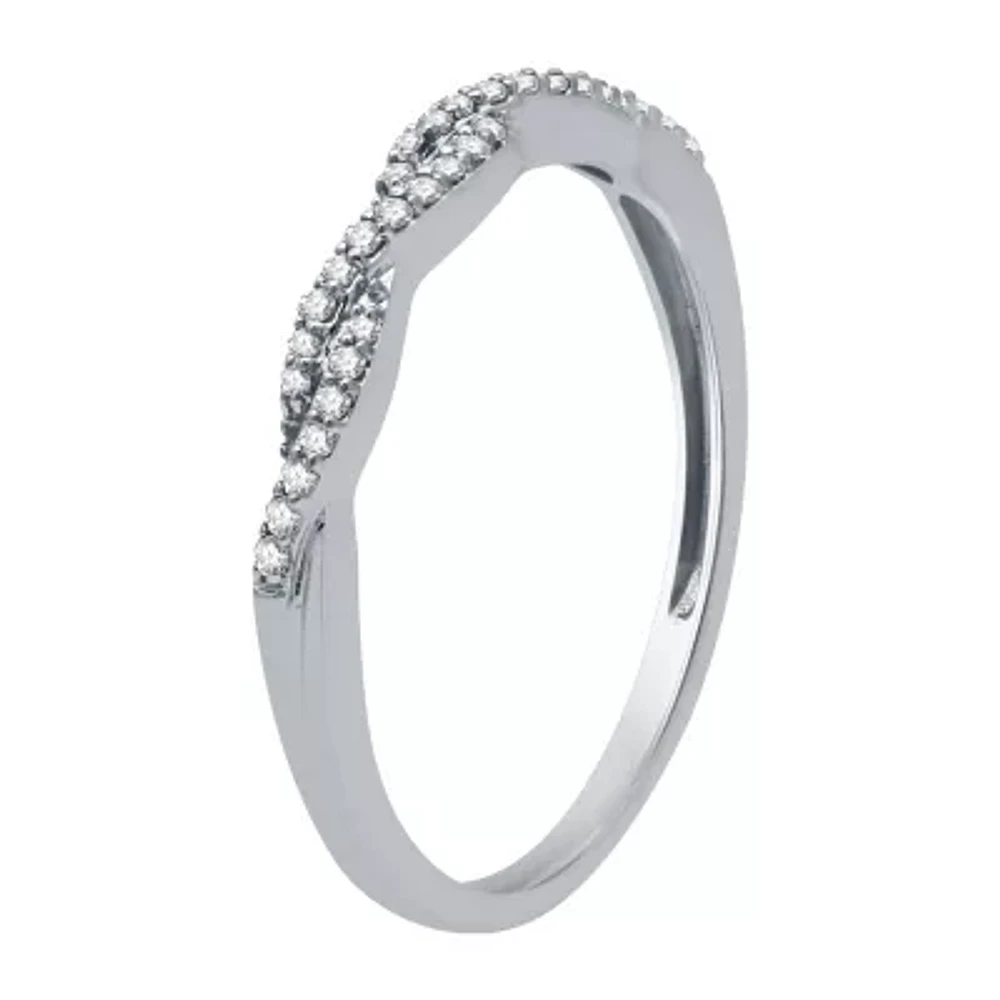 Womens 1/10 CT. T.W. Natural White Diamond Sterling Silver Anniversary Wedding Band