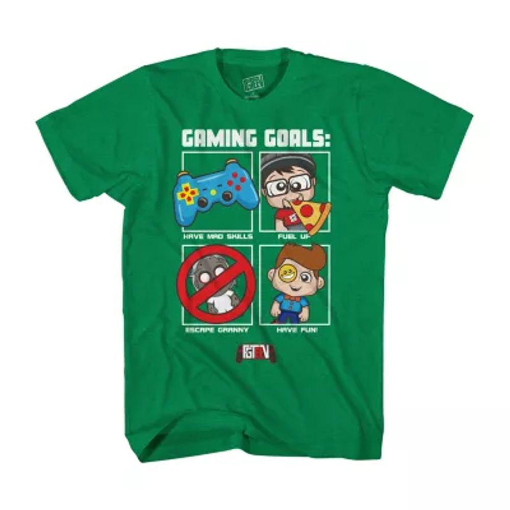 Fgteev Little & Big Kid Boys Crew Neck Short Sleeve Regular Fit Graphic T-Shirt