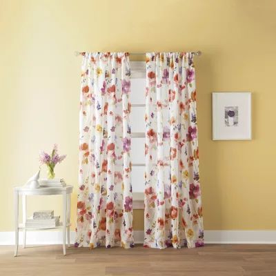 CHF Sabel Watercolor Rod Pocket Light-Filtering Single Curtain Panel