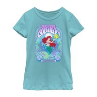 Disney Little & Big Kid Girls Crew Neck Short Sleeve Slim Fit Ariel Princess The Mermaid Graphic T-Shirt