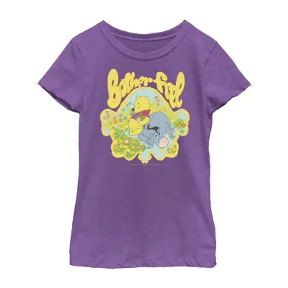 Little & Big Kid Girls Crew Neck Short Sleeve Slim Fit Winnie The Pooh Graphic T-Shirt