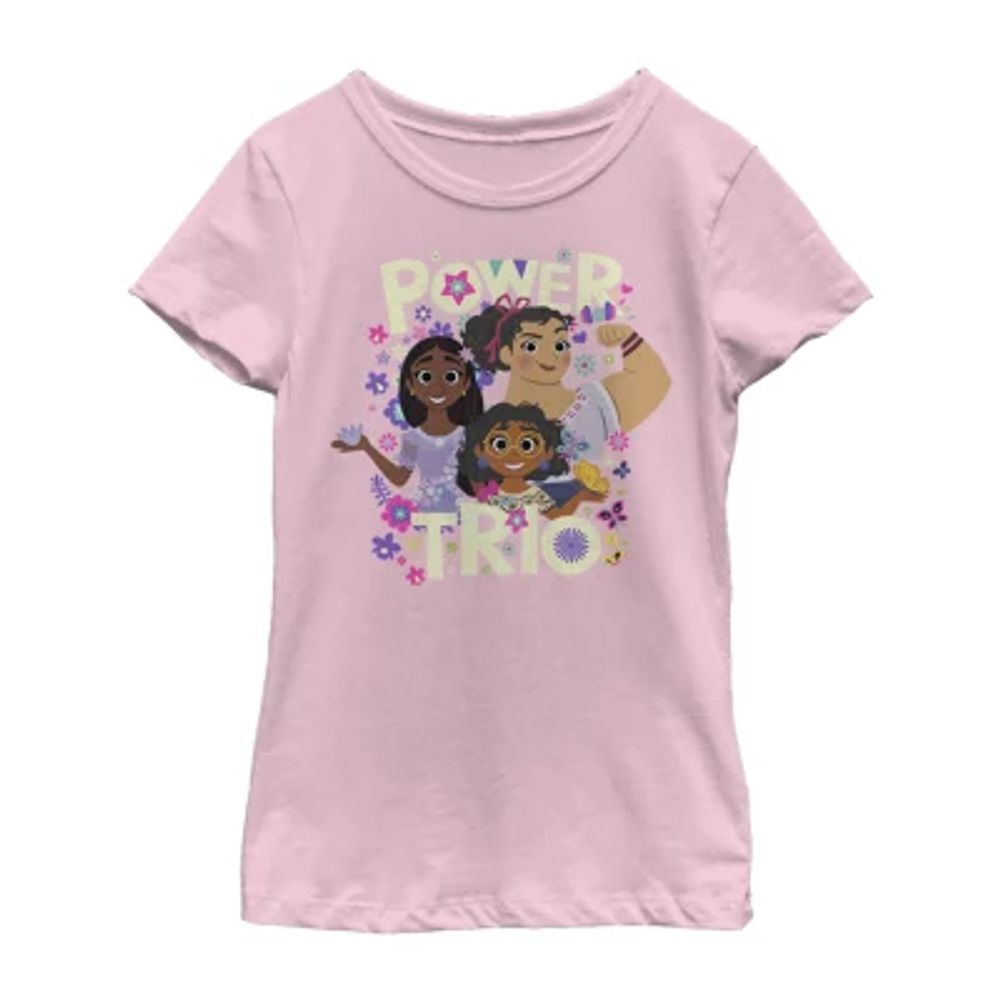 Disney Encanto Little & Big Kid Girls Crew Neck Short Sleeve Slim Fit Graphic T-Shirt