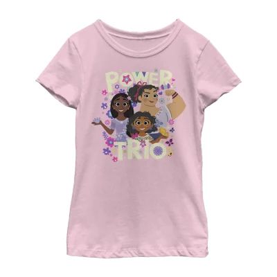 Disney Encanto Little & Big Kid Girls Crew Neck Short Sleeve Slim Fit Graphic T-Shirt