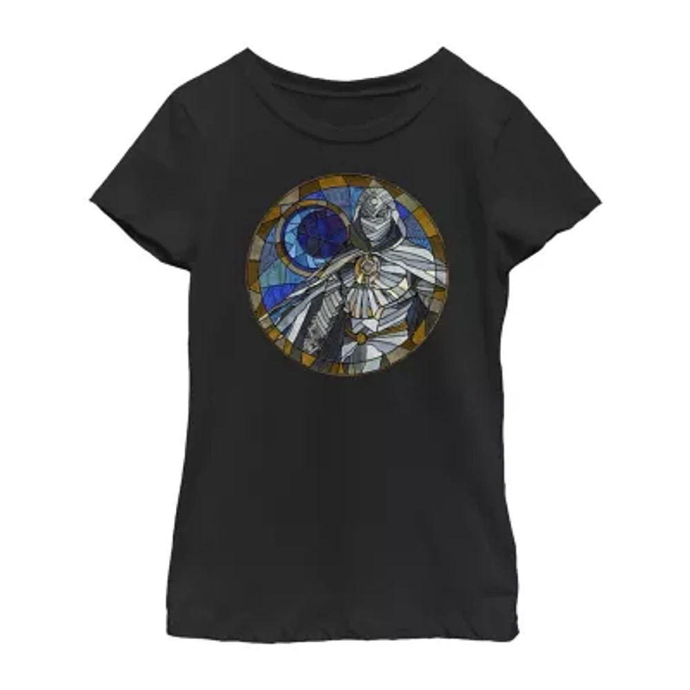 Moon Knight Little & Big Kid Girls Crew Neck Short Sleeve Slim Fit Marvel Graphic T-Shirt