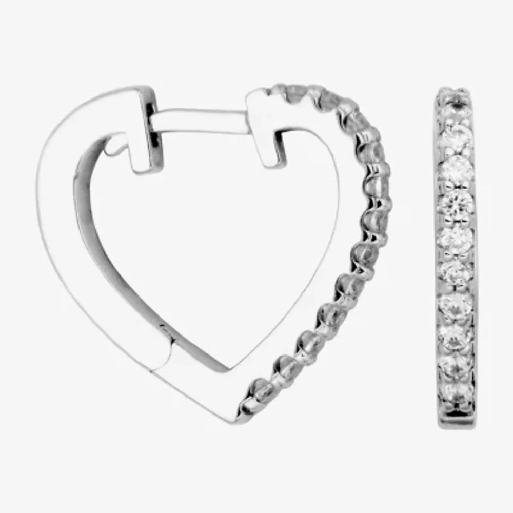 Paris 1901 By Charles Garnier Womens Cubic Zirconia Sterling Silver 16.6mm Heart Hoop Earrings