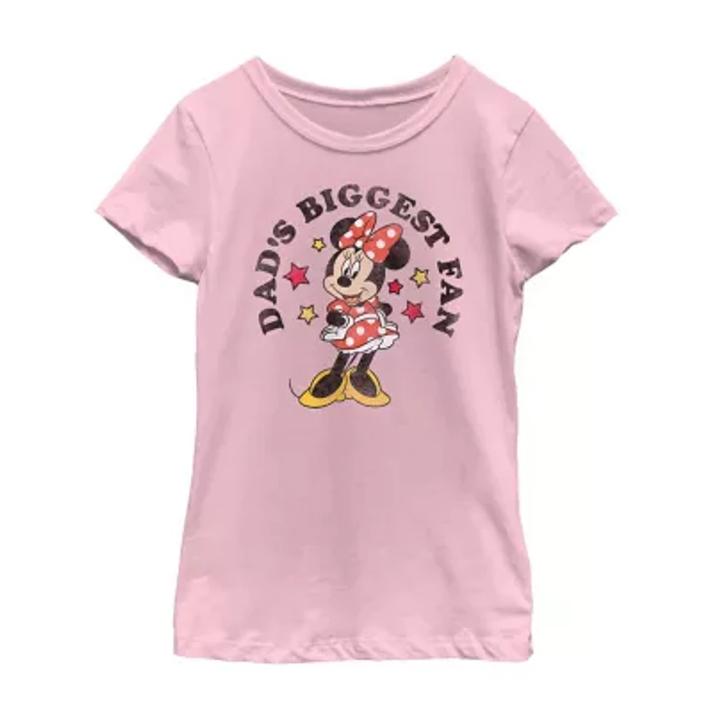 Little & Big Kid Girls Crew Neck Short Sleeve Regular Fit Minnie Mouse Graphic T-Shirt
