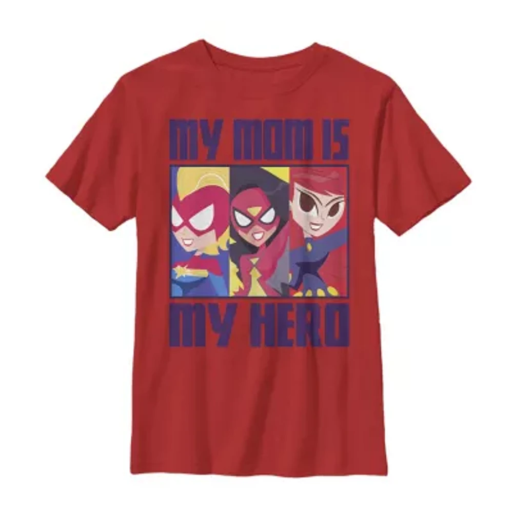 Little & Big Kid Boys Crew Neck Short Sleeve Regular Fit Marvel Graphic T-Shirt
