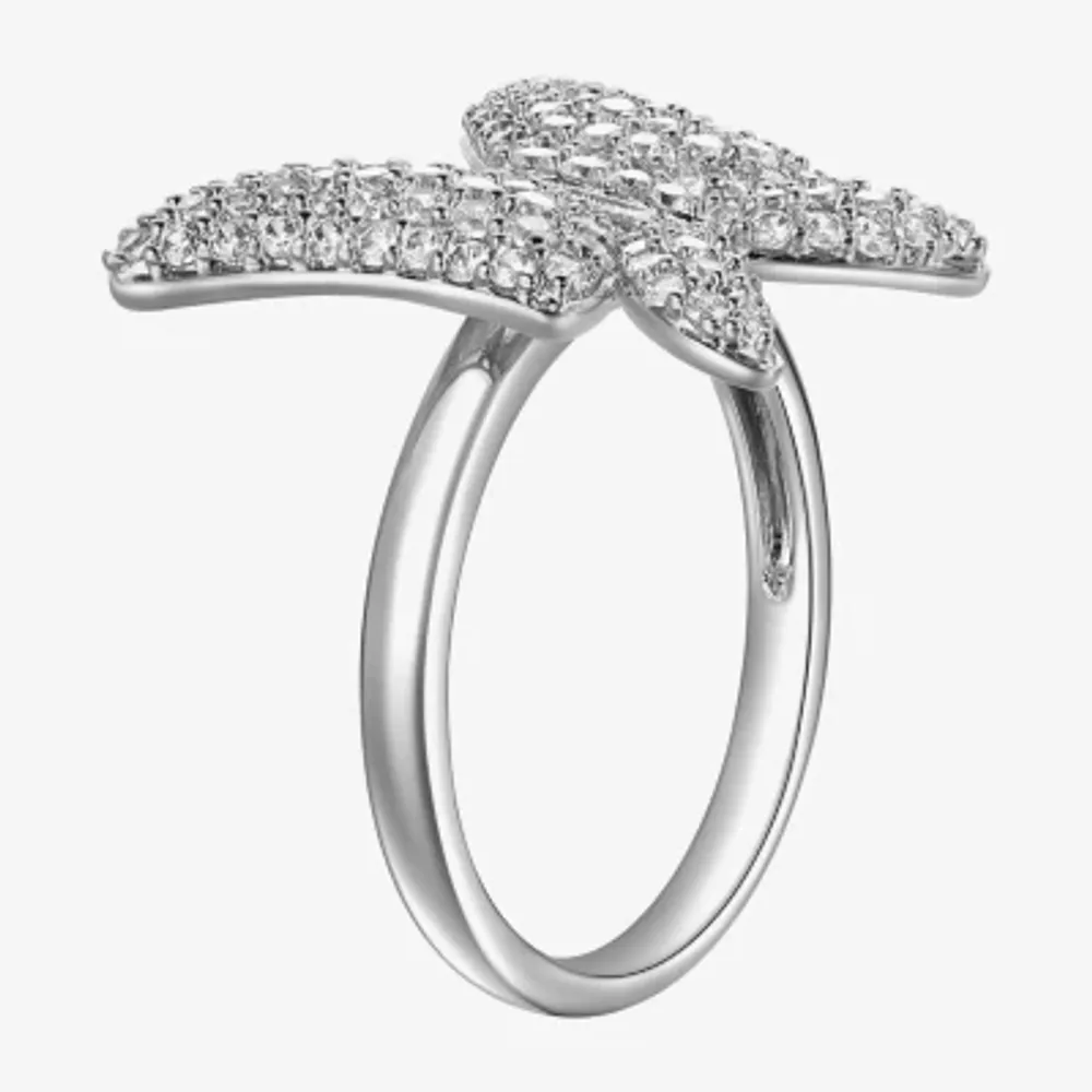 Diamonart Womens 2 CT. T.W. Cubic Zirconia Sterling Silver Butterfly Cocktail Ring