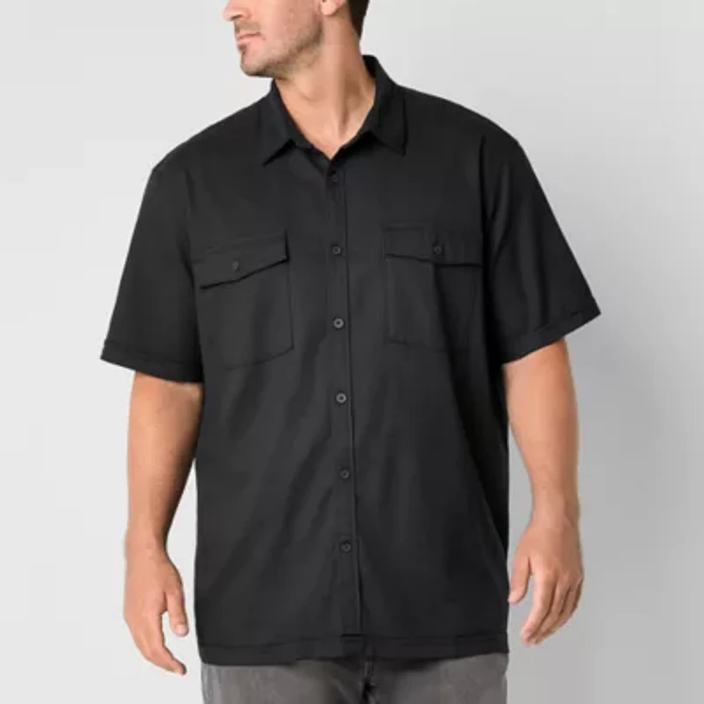 Shaquille O'Neal XLG Utility Mens Short Sleeve Regular Fit Big and Tall Button-Down Shirt
