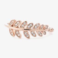 Silver Treasures Leaf Womens Cubic Zirconia 24K Rose Gold Over Band
