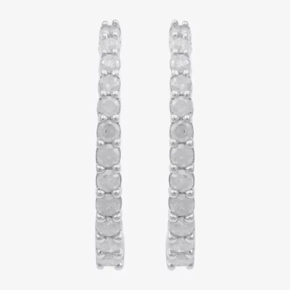 Womens 1/2 CT. T.W. Natural White Diamond 10K Gold 18mm Hoop Earrings