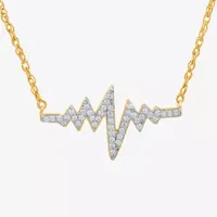 1/7 CT. T.W. Diamond Heartbeat Necklace in 14K Gold Over Silver