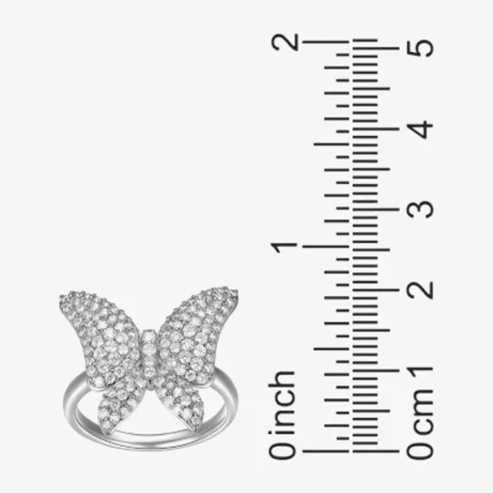 Diamonart Womens 2 CT. T.W. Cubic Zirconia Sterling Silver Butterfly Cocktail Ring