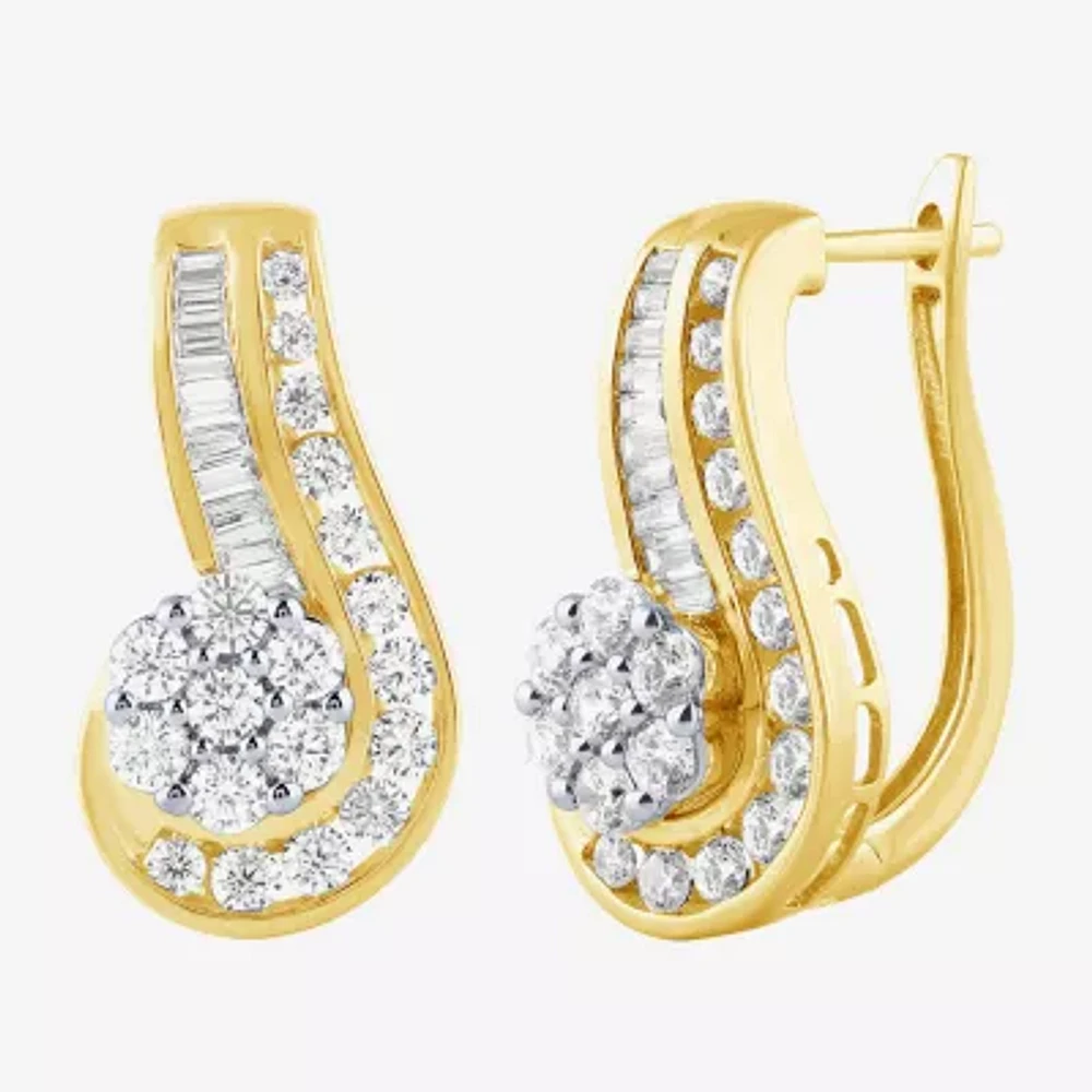 Diamond Blossom (G / Si2) Womens 2 CT. T.W. Lab Grown White Diamond 10K Gold Flower Drop Earrings
