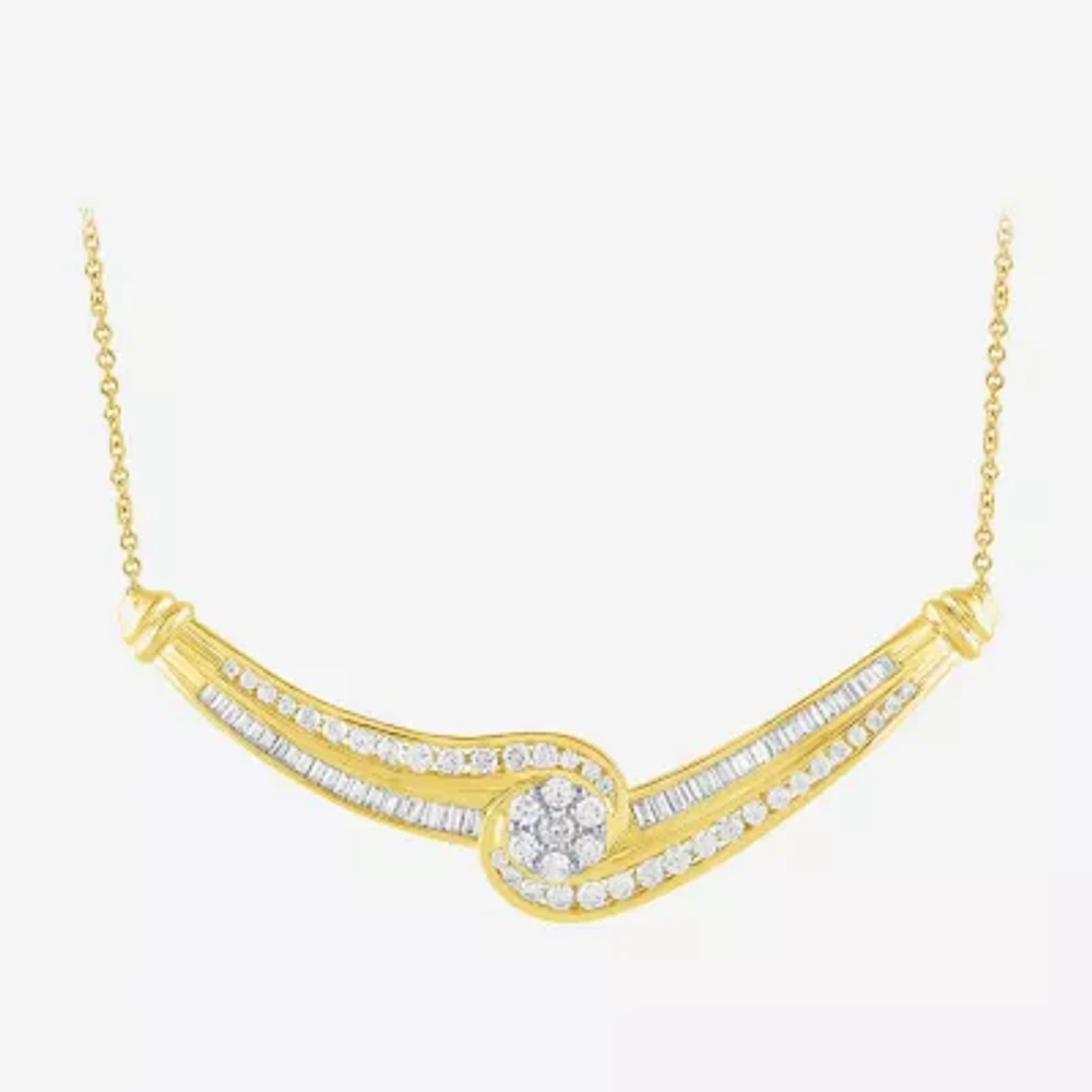 Diamond Blossom (G / Si2) Womens 2 CT. T.W. Lab Grown White Diamond 10K Gold Flower 18 Inch Pendant Necklace