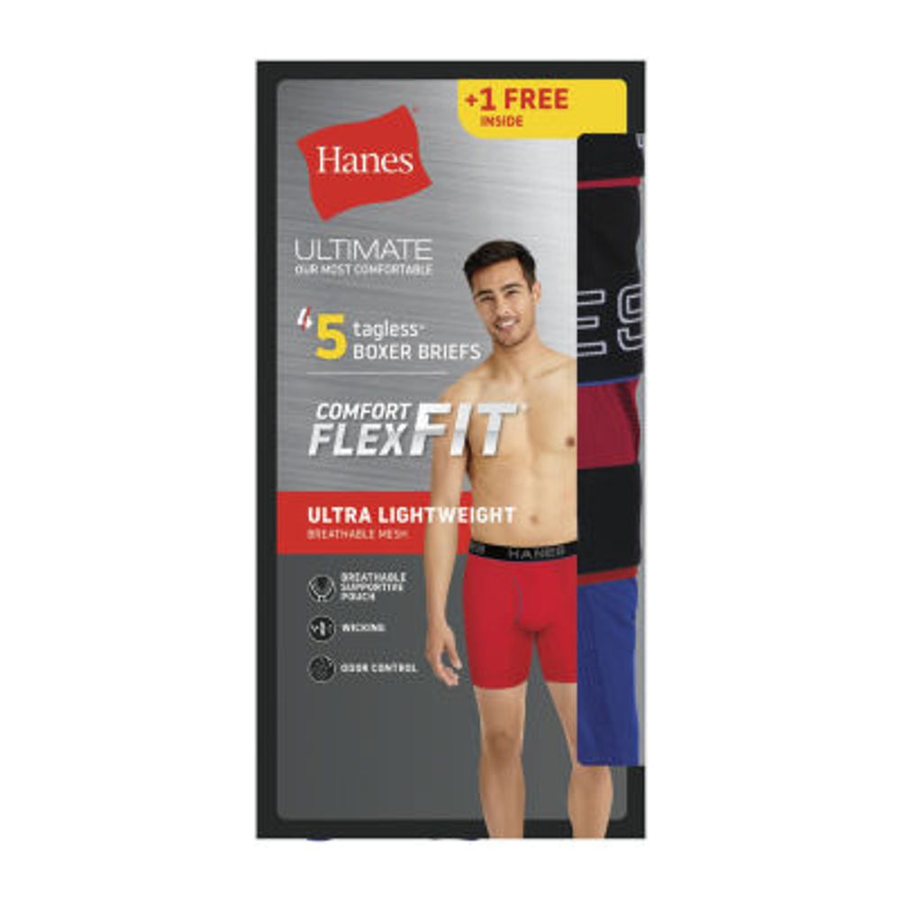 Hanes Ultimate Comfort Flex Fit Ultra Lightweight Bonus Pack Mens 5 Boxer Briefs Uwbb5a