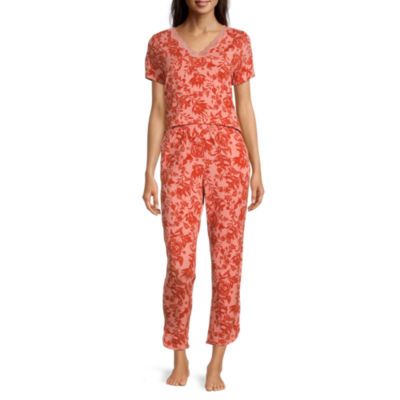 Liz Claiborne Womens V-Neck Short Sleeve 2-pc. Pajama Sets