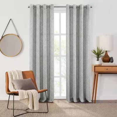 Fieldcrest Arden Diamond Brush Cotton Grommet Top Sheer Single Curtain Panel