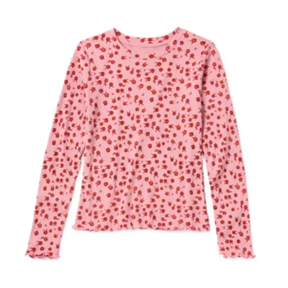 Thereabouts Little & Big Kid Girls Round Neck Long Sleeve T-Shirt
