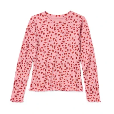 Thereabouts Little & Big Kid Girls Round Neck Long Sleeve T-Shirt