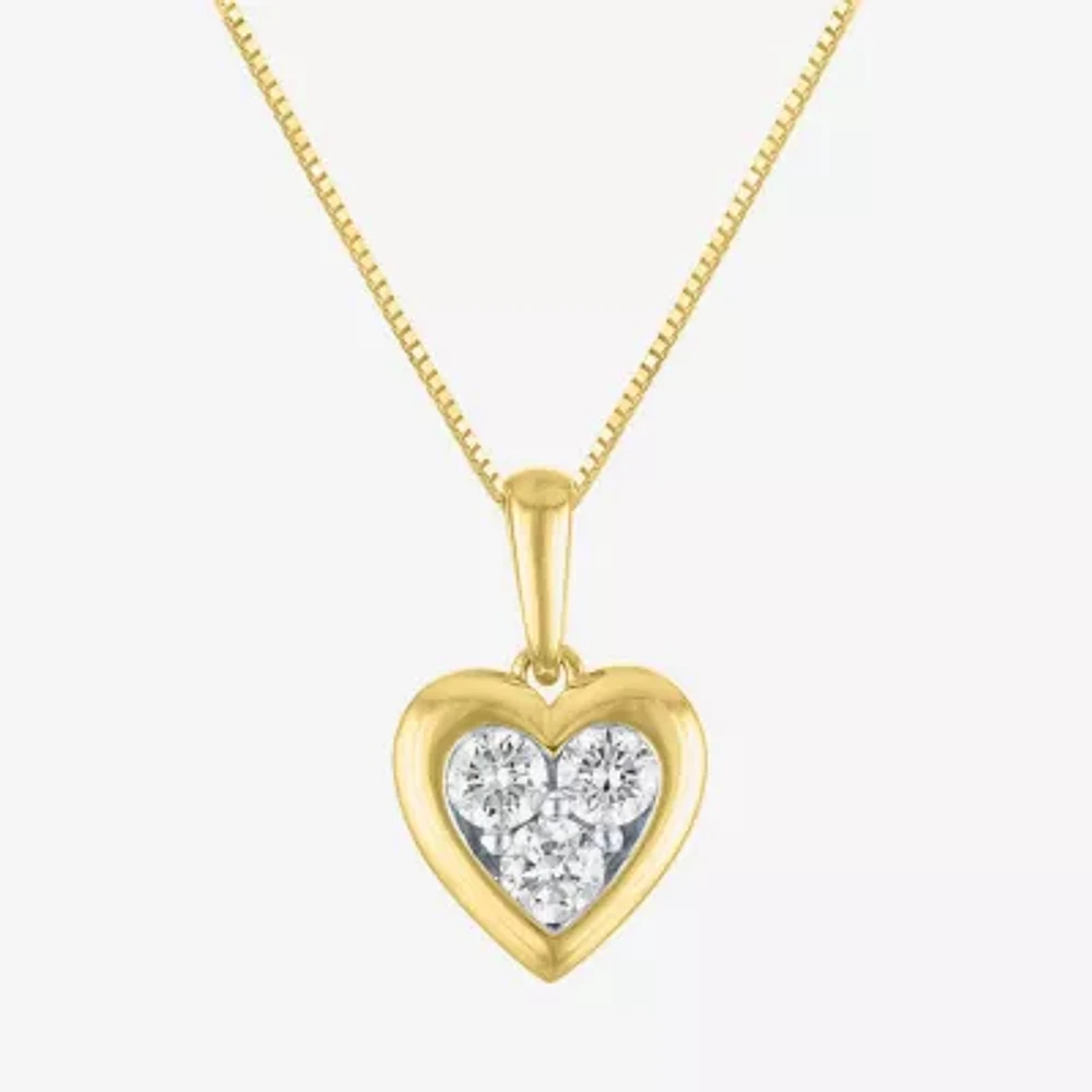 G-H / Si2-I1) Womens 1 CT. T.W. Lab Grown White Diamond 10K Gold Heart 16 Inch Pendant Necklace