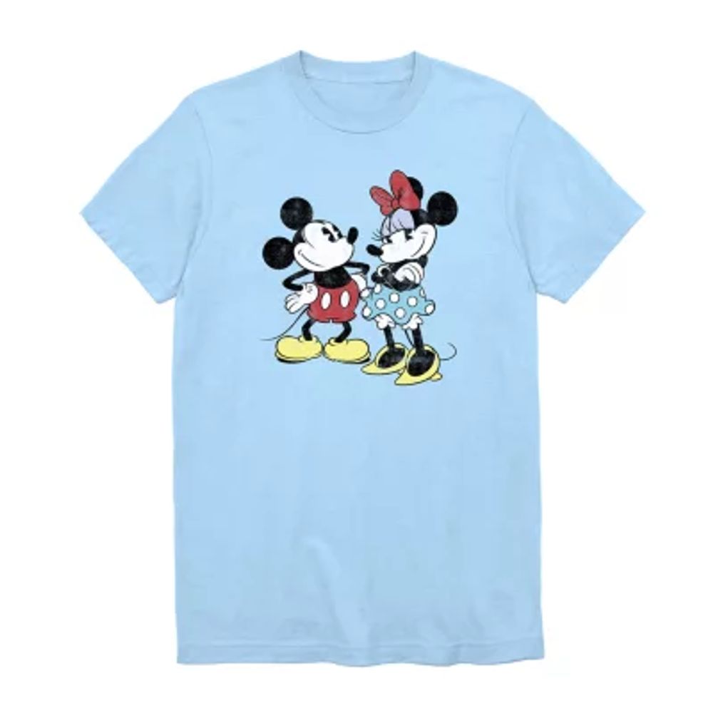 Mickey Minnie Retro Mens Crew Neck Short Sleeve Regular Fit Mickey Mouse Minnie Mouse Graphic T-Shirt