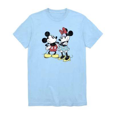 Mickey Minnie Retro Mens Crew Neck Short Sleeve Regular Fit Mickey Mouse Minnie Mouse Graphic T-Shirt