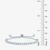 Womens Lab Created White Sapphire Sterling Silver Bolo Bracelet