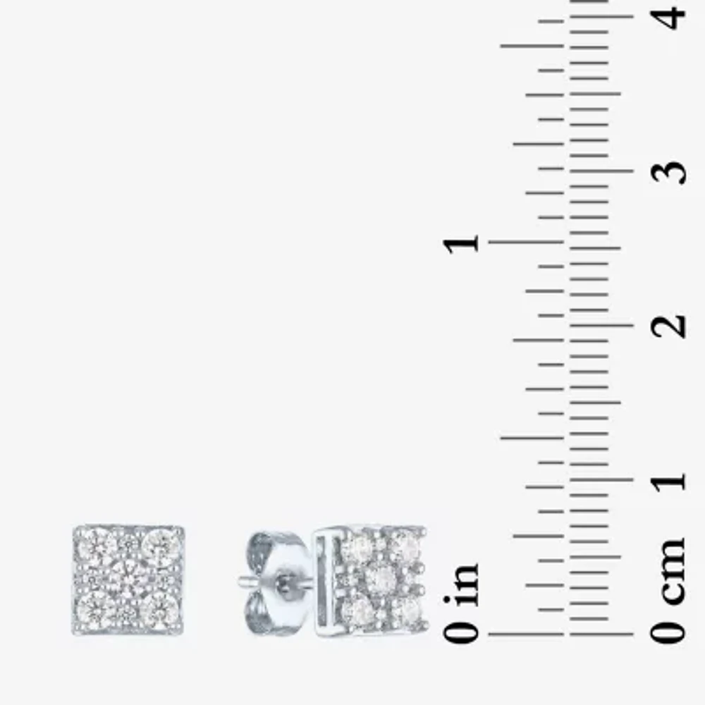 Diamond Blossom (G-H / I1-I2) 1/2 CT. T.W. Lab Grown White Diamond 10K White Gold Square Stud Earrings