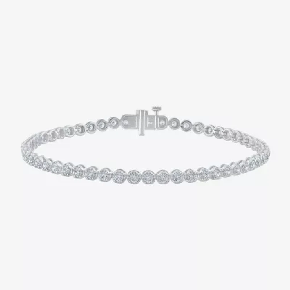(H-I/ I1) Womens 2 CT. T.W. Lab Grown White Diamond 10K Gold 7.25 Inch Tennis Bracelet