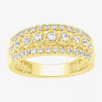 (G / Si2) Womens 7.5MM 1/2 CT. T.W. Lab Grown White Diamond 10K Gold Anniversary Band