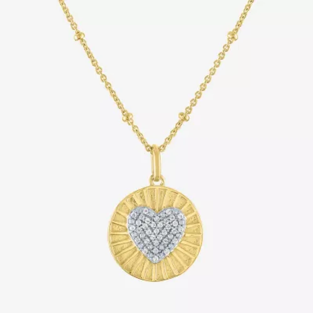 Diamond Addiction (G-H / I1-I2) Womens 1/10 CT. T.W. Lab Grown White Diamond 14K Gold Over Silver Sterling Silver Heart 18 Inch Pendant Necklace