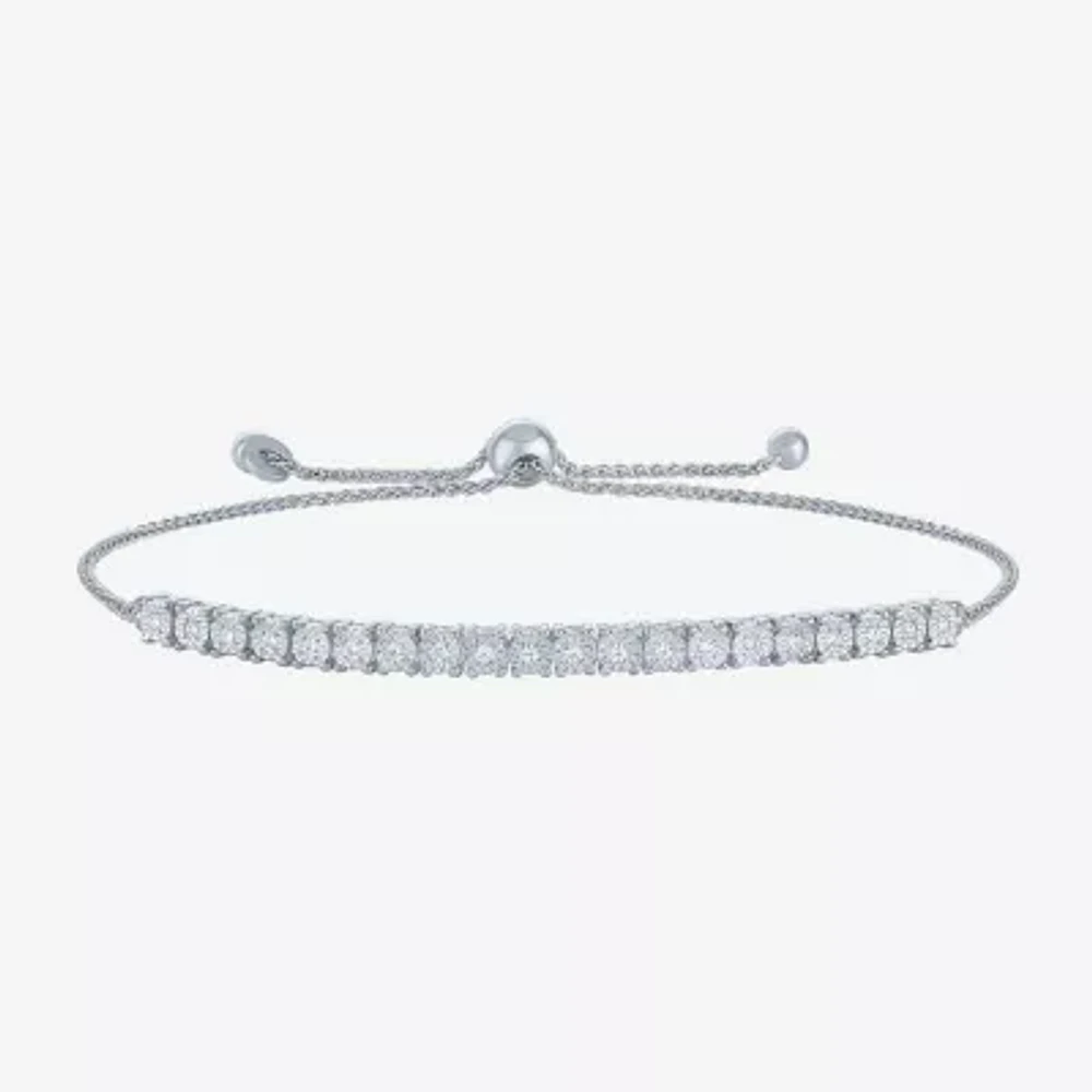(I1-I2/ G-H) Womens 1/10 CT. T.W. Lab Grown White Diamond Sterling Silver Bolo Bracelet
