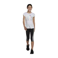 adidas Little Girls Round Neck Short Sleeve Regular Fit Graphic T-Shirt