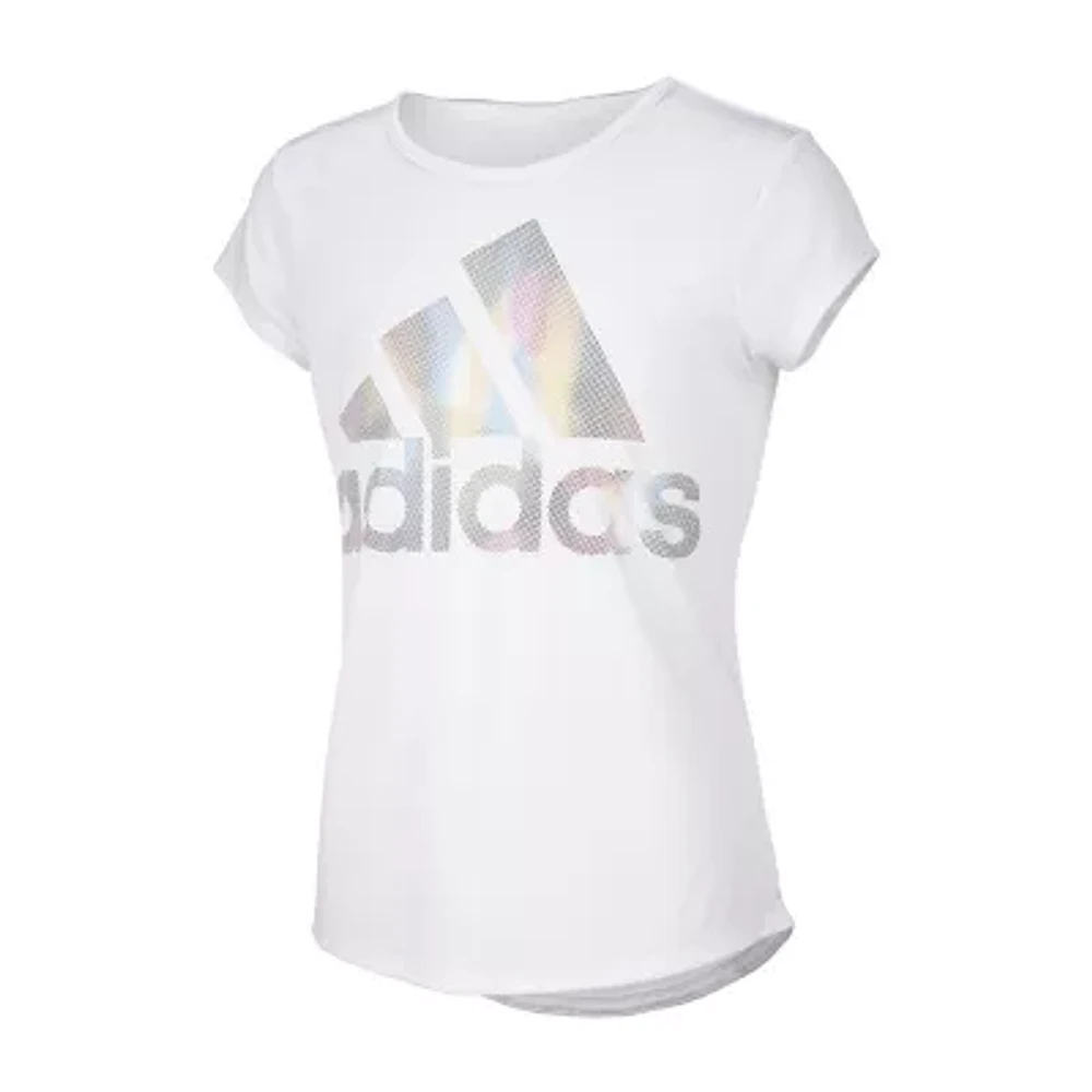 adidas Little Girls Round Neck Short Sleeve Regular Fit Graphic T-Shirt