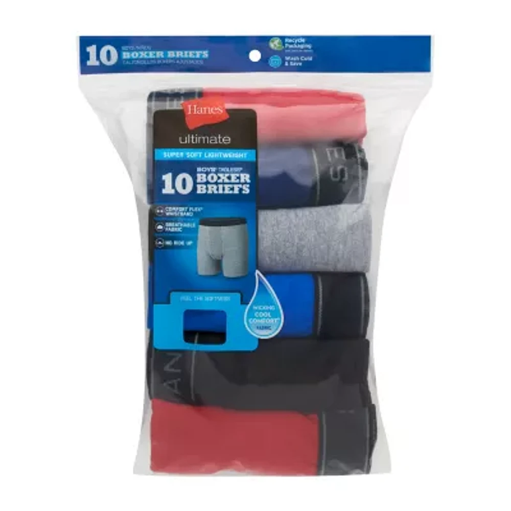 Hanes Big Kid Boys 10 Pack Boxer Briefs Bubf10