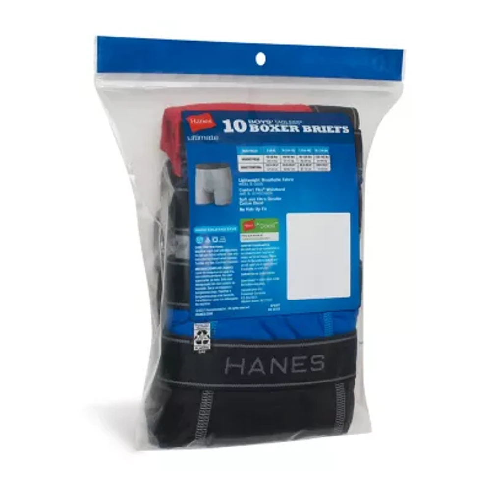 Hanes Big Kid Boys 10 Pack Boxer Briefs Bubf10
