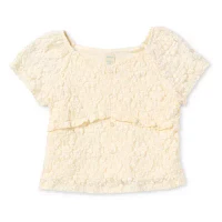 Thereabouts Little & Big Kid Girls Round Neck Short Sleeve Lace Blouse