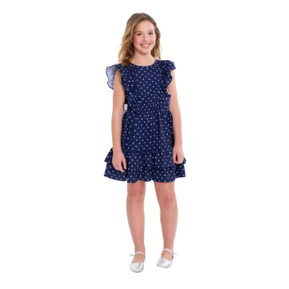 Bonnie Jean Big Kid Girls Short Sleeve Ruffled Fit + Flare Dress