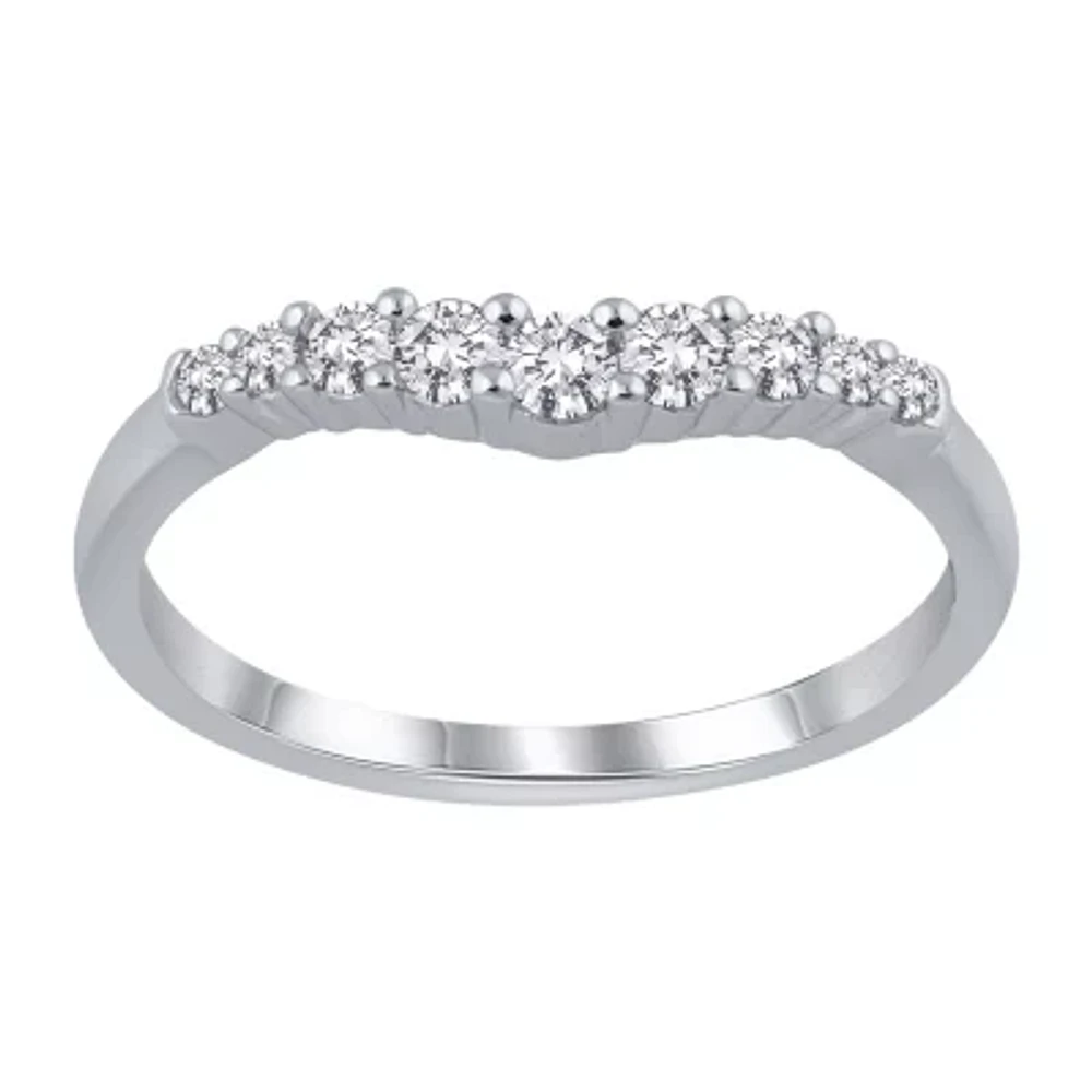 Womens 1/2 CT. T.W. Natural White Diamond 14K Gold Curved Ring Enhancer