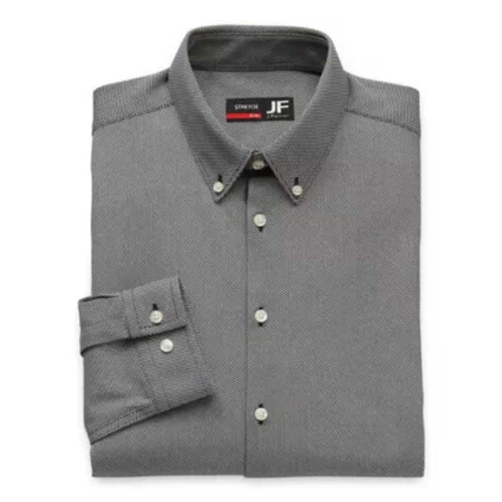 J. Ferrar Mens Slim Fit Easy Care Stretch Fabric Long Sleeve Dress Shirt