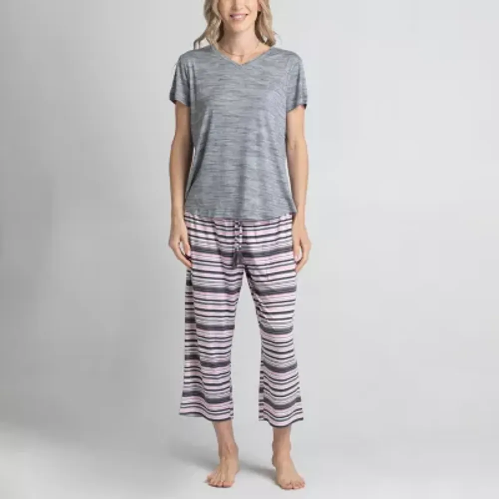 Muk Luks Womens Round Neck Short Sleeve 3-pc. Pajama Sets