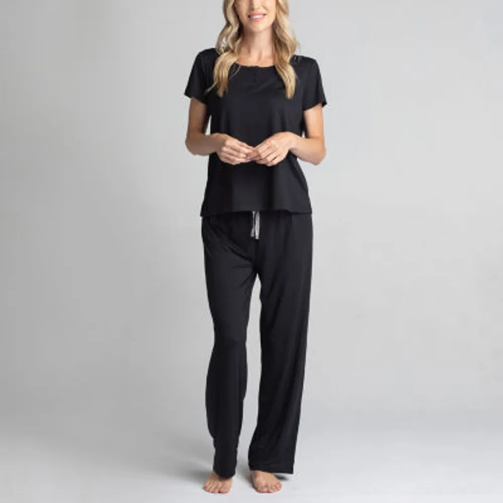 Muk Luks Womens Round Neck Short Sleeve 2-pc. Pajama Sets