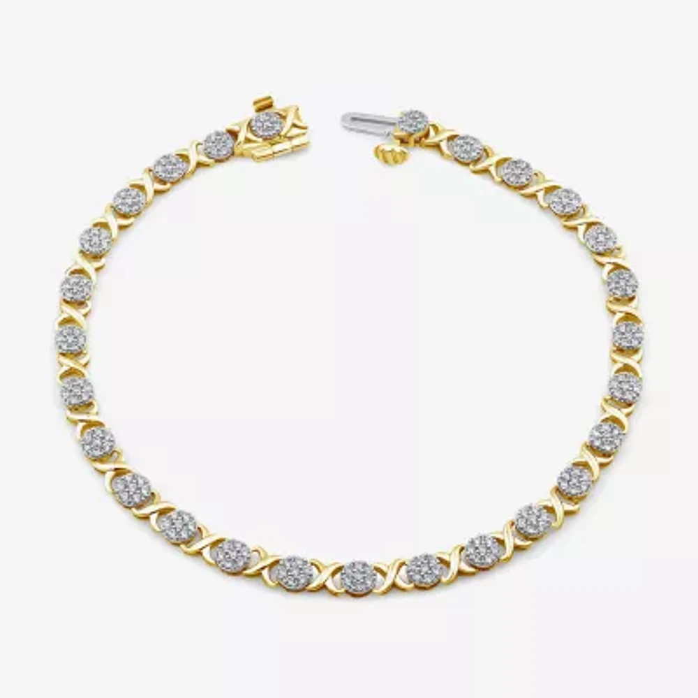 Diamond Blossom (G / Si2) Womens 1 CT. T.W. Lab Grown White Diamond 10K Gold 7 Inch Tennis Bracelet