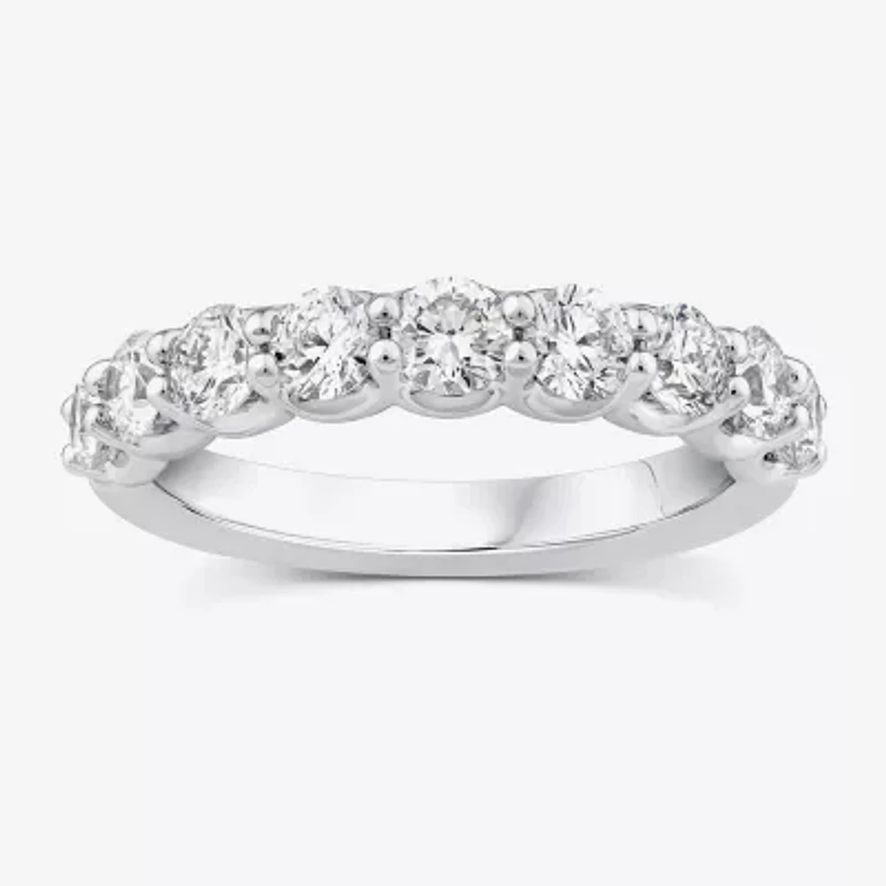 (G / Si1-Si2) Womens 5MM 1 1/2 CT. T.W. Lab Grown White Diamond 10K Gold Anniversary Wedding Band
