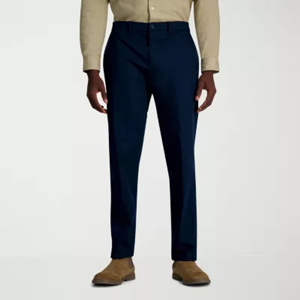 Haggar Wrinkle Free Performance Khaki Mens Comfort Waistband Straight Fit Flat Front Pant
