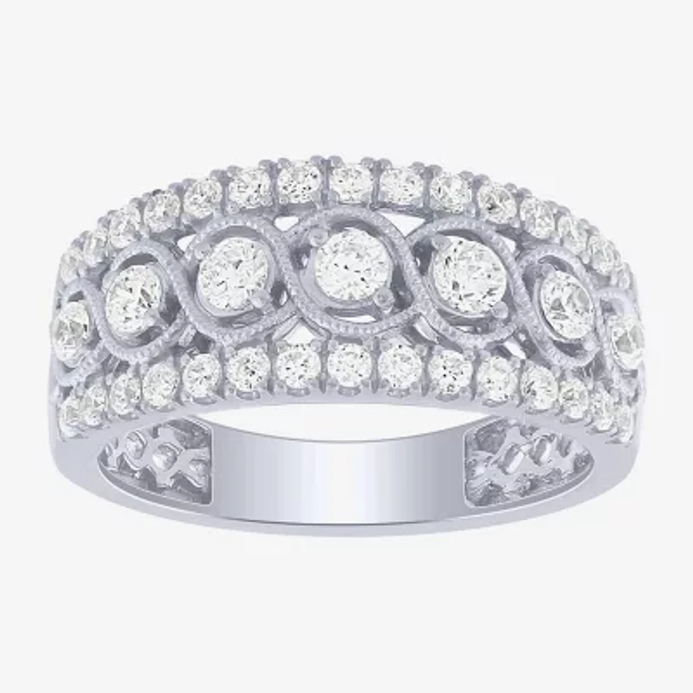 (G / Si2) Womens 9M 1 CT. T.W. Lab Grown White Diamond 10K Gold Anniversary Band