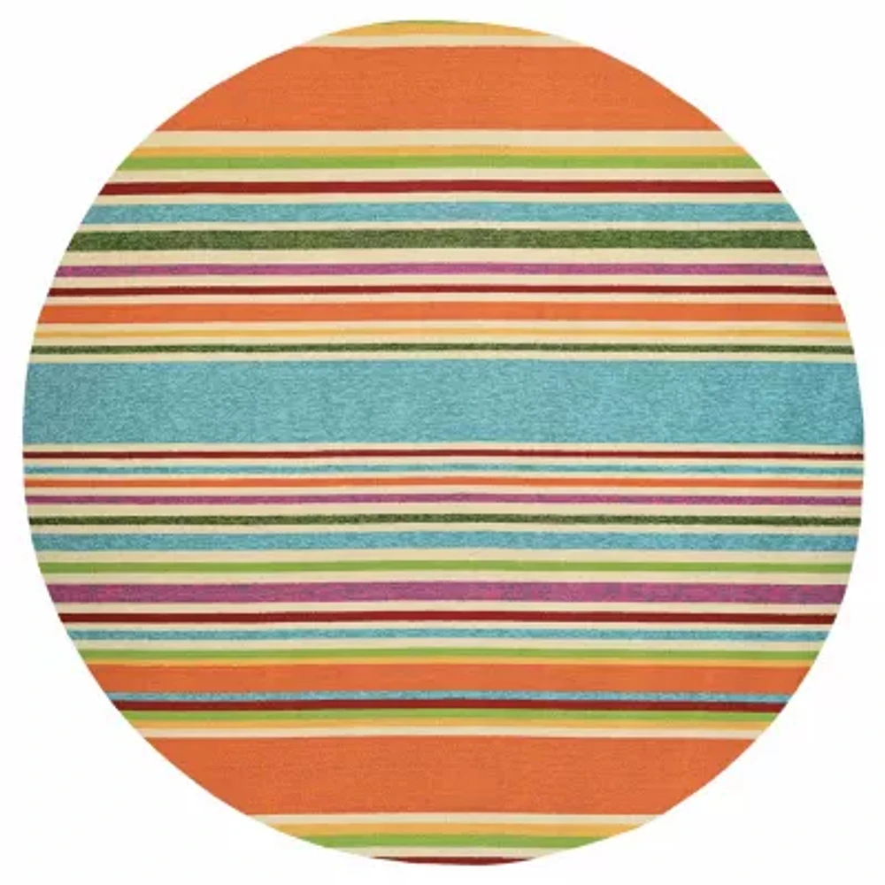 Couristan Covington Sherbert Stripe Striped Hooked Round Area Rug