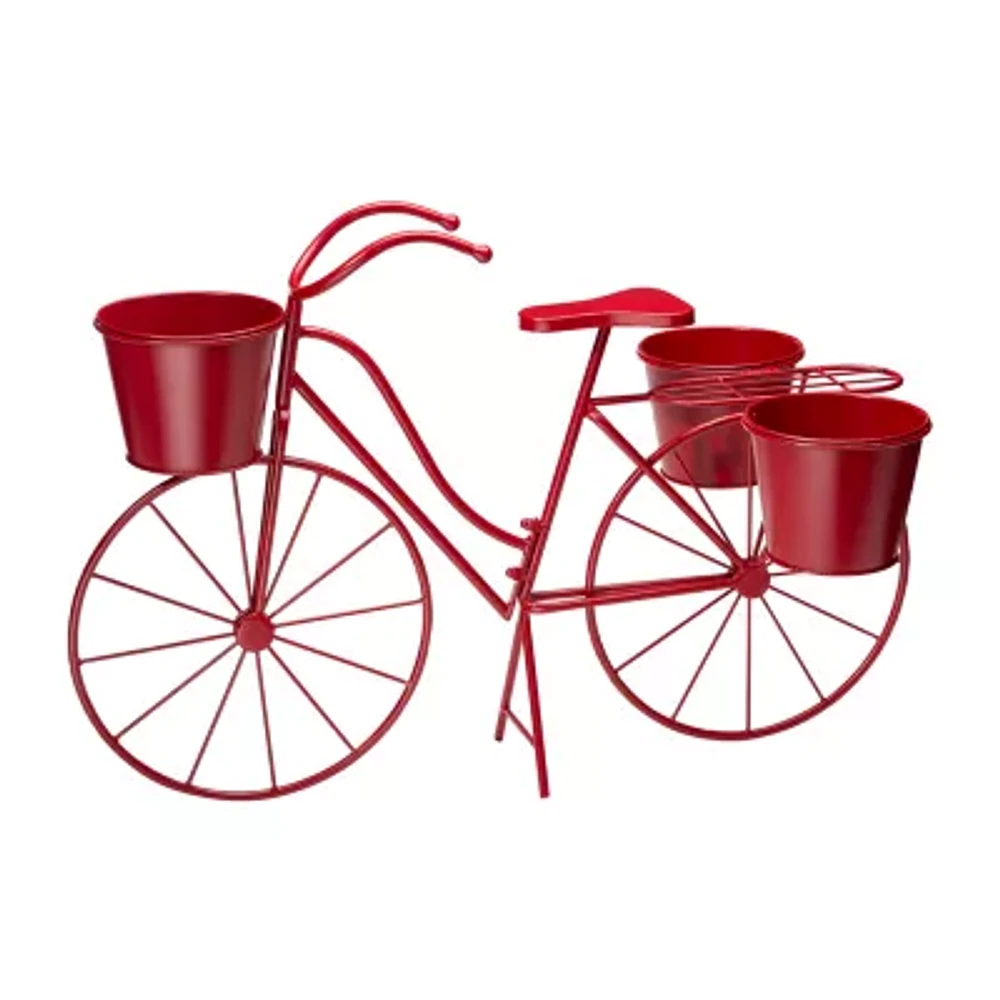 Glitzhome 28.75" Metal Red Bicycle Planter Stands